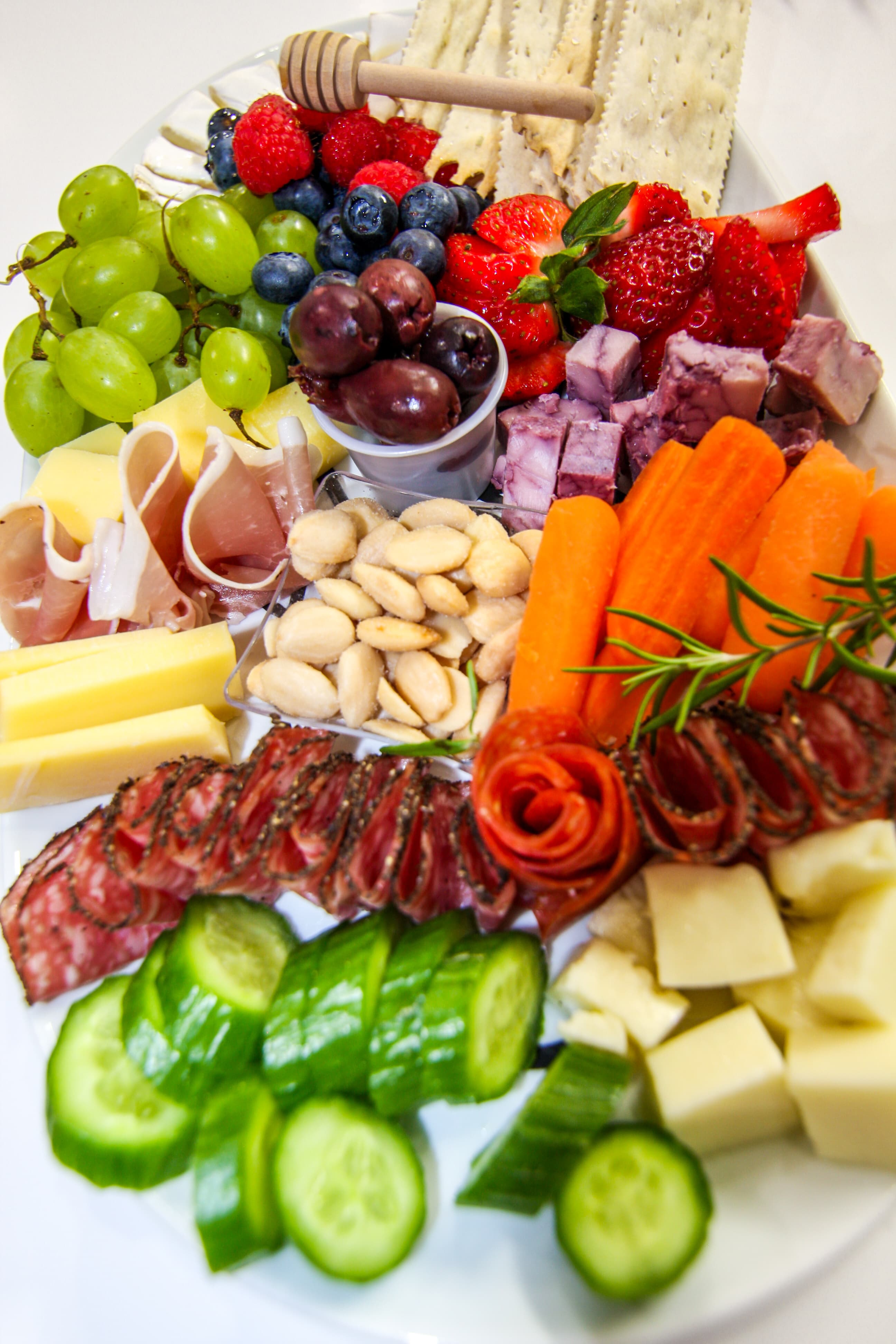 Beautifully arranged charcuterie board showcase